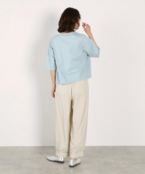 LOGEMENT DE CLAIRE(ロジュモンドクレール)の「5分袖モックネックTシャツ(Tシャツ/カットソー・レディース・ダークブラウン/ライトピンク/オフホワイト/ブルー系その他・FREE)」の6枚目の写真