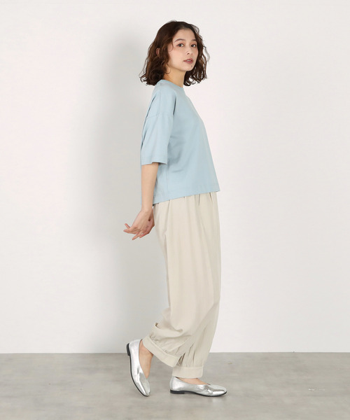 LOGEMENT DE CLAIRE(ロジュモンドクレール)の「5分袖モックネックTシャツ(Tシャツ/カットソー・レディース・ダークブラウン/ライトピンク/オフホワイト/ブルー系その他・FREE)」の8枚目の写真