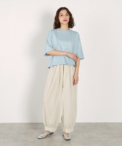 LOGEMENT DE CLAIRE(ロジュモンドクレール)の「5分袖モックネックTシャツ(Tシャツ/カットソー・レディース・ダークブラウン/ライトピンク/オフホワイト/ブルー系その他・FREE)」の9枚目の写真