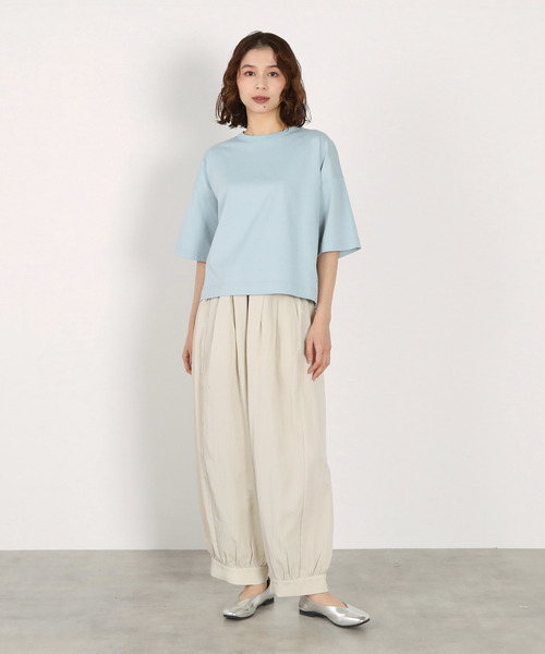 LOGEMENT DE CLAIRE(ロジュモンドクレール)の「5分袖モックネックTシャツ(Tシャツ/カットソー・レディース・ダークブラウン/ライトピンク/オフホワイト/ブルー系その他・FREE)」の10枚目の写真