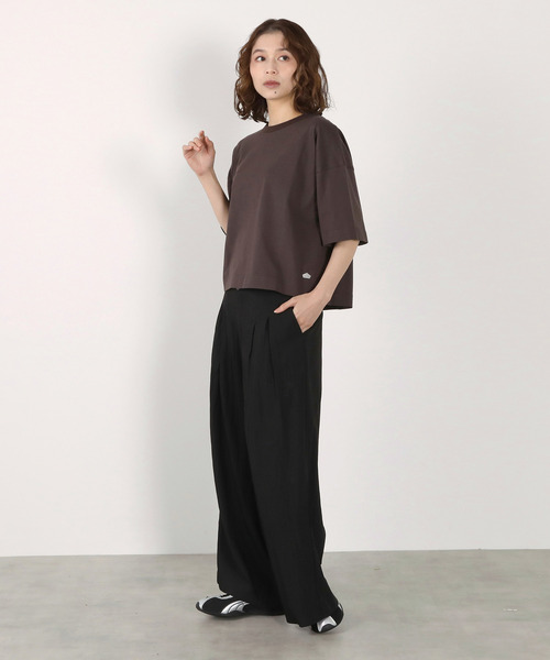 LOGEMENT DE CLAIRE(ロジュモンドクレール)の「5分袖モックネックTシャツ(Tシャツ/カットソー・レディース・ダークブラウン/ライトピンク/オフホワイト/ブルー系その他・FREE)」の12枚目の写真