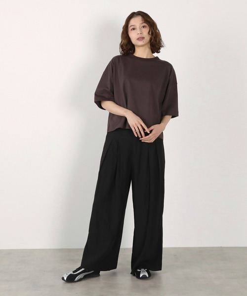LOGEMENT DE CLAIRE(ロジュモンドクレール)の「5分袖モックネックTシャツ(Tシャツ/カットソー・レディース・ダークブラウン/ライトピンク/オフホワイト/ブルー系その他・FREE)」の13枚目の写真