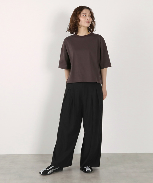 LOGEMENT DE CLAIRE(ロジュモンドクレール)の「5分袖モックネックTシャツ(Tシャツ/カットソー・レディース・ダークブラウン/ライトピンク/オフホワイト/ブルー系その他・FREE)」の14枚目の写真