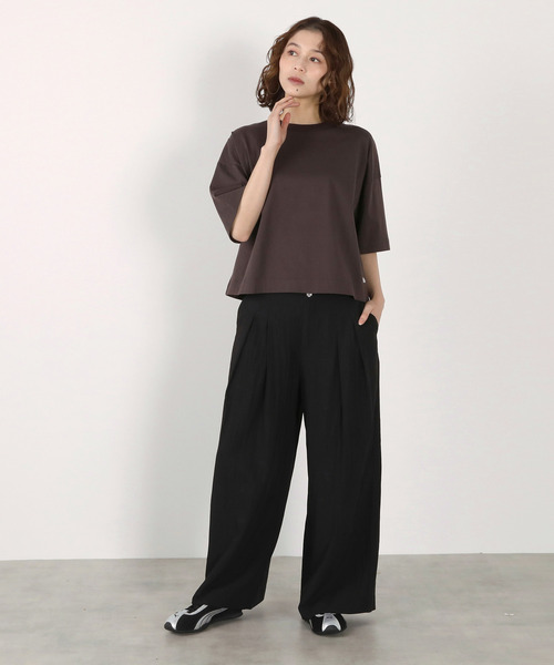 LOGEMENT DE CLAIRE(ロジュモンドクレール)の「5分袖モックネックTシャツ(Tシャツ/カットソー・レディース・ダークブラウン/ライトピンク/オフホワイト/ブルー系その他・FREE)」の21枚目の写真