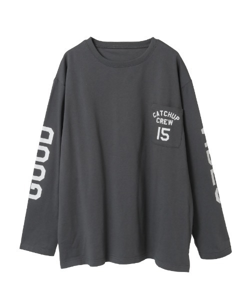Catchup(ケチャップ)の「【2026SS】CATCHUP CREW 15 ロングTシャツ(大人サイズ)【親子でお揃い】【ユニセックス】(Tシャツ/カットソー・レディース・チャコールグレー/レッド・M/S/L)」の1枚目の写真
