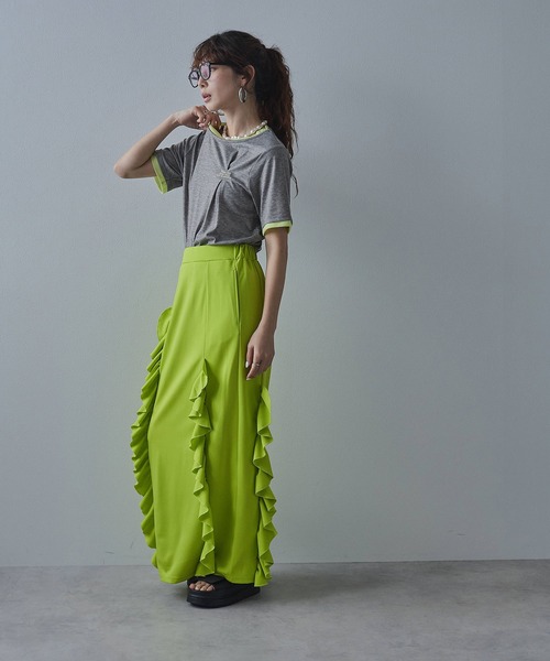 bohmal（ボマール）の「バイカラーロゴ刺繍タックデザインTシャツ（Tシャツ/カットソー・レディース・チャコールグレー/グレー/ブラウン・FREE）」の20枚目の写真