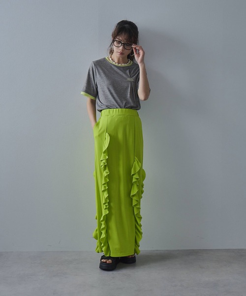bohmal（ボマール）の「バイカラーロゴ刺繍タックデザインTシャツ（Tシャツ/カットソー・レディース・チャコールグレー/グレー/ブラウン・FREE）」の22枚目の写真