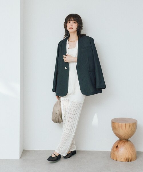 RIVE DROITE(リヴドロワ)の「【à Nice】【接触冷感/肩パッド取り外し可能/手洗い可】ノーカラージャケット(テーラードジャケット・レディース・ブラック/ベージュ・FREE)」の4枚目の写真