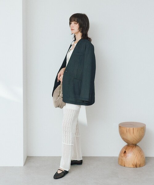 RIVE DROITE(リヴドロワ)の「【à Nice】【接触冷感/肩パッド取り外し可能/手洗い可】ノーカラージャケット(テーラードジャケット・レディース・ブラック/ベージュ・FREE)」の5枚目の写真