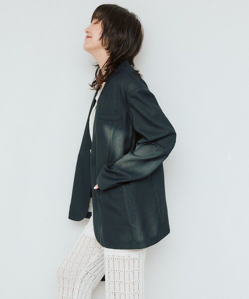 RIVE DROITE(リヴドロワ)の「【à Nice】【接触冷感/肩パッド取り外し可能/手洗い可】ノーカラージャケット(テーラードジャケット・レディース・ブラック/ベージュ・FREE)」の8枚目の写真