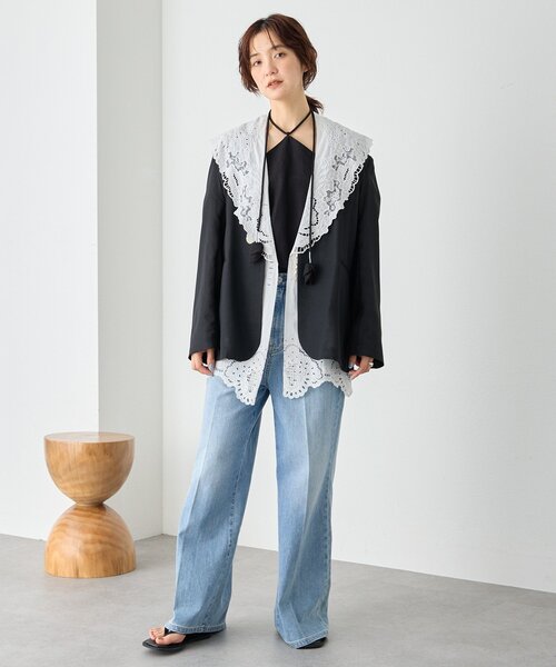 RIVE DROITE(リヴドロワ)の「【à Nice】【接触冷感/肩パッド取り外し可能/手洗い可】ノーカラージャケット(テーラードジャケット・レディース・ブラック/ベージュ・FREE)」の13枚目の写真