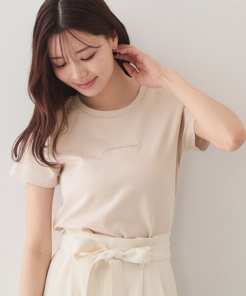index(インデックス)の「【UVケア/接触冷感】フロントロゴ刺繍Tシャツ《洗濯機OK/S-3L/7col》(Tシャツ/カットソー・レディース・ブラウン系その他5/ホワイト系9/ネイビー/ベージュ系その他7/グレー/オフホワイト/ピンク・38/36/44/42/40)」の5枚目の写真