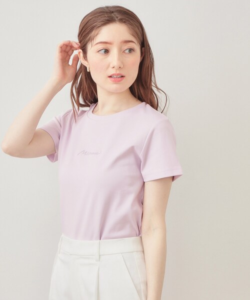 index(インデックス)の「【UVケア/接触冷感】フロントロゴ刺繍Tシャツ《洗濯機OK/S-3L/7col》(Tシャツ/カットソー・レディース・ブラウン系その他5/ホワイト系9/ネイビー/ベージュ系その他7/グレー/オフホワイト/ピンク・38/36/44/42/40)」の11枚目の写真