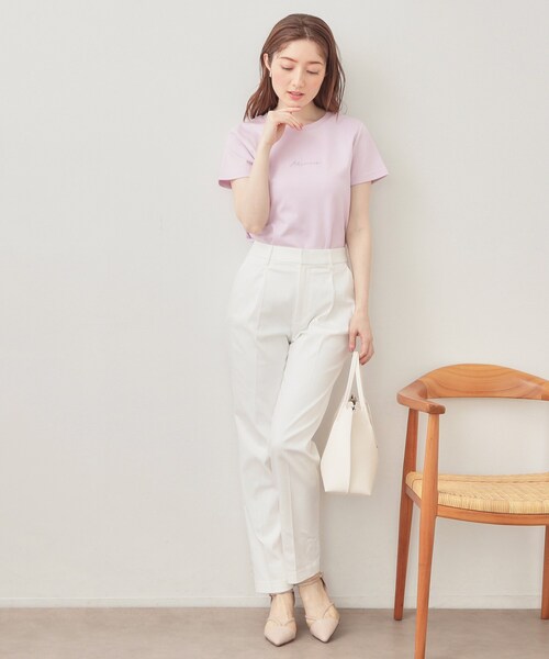 index(インデックス)の「【UVケア/接触冷感】フロントロゴ刺繍Tシャツ《洗濯機OK/S-3L/7col》(Tシャツ/カットソー・レディース・ブラウン系その他5/ホワイト系9/ネイビー/ベージュ系その他7/グレー/オフホワイト/ピンク・38/36/44/42/40)」の12枚目の写真