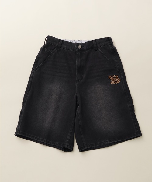 SEQUENZ(シークエンズ)の「【SEQUENZ/シークエンズ】LEOPARD APPLIQUE SHORTS(デニムパンツ・メンズ・ブラック系その他2/ブラック系その他/レオパード/インディゴブルー・S/M/L)」の2枚目の写真