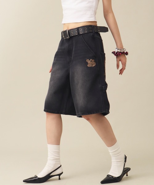 SEQUENZ(シークエンズ)の「【SEQUENZ/シークエンズ】LEOPARD APPLIQUE SHORTS(デニムパンツ・メンズ・ブラック系その他2/ブラック系その他/レオパード/インディゴブルー・S/M/L)」の9枚目の写真