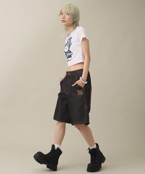 SEQUENZ(シークエンズ)の「【SEQUENZ/シークエンズ】LEOPARD APPLIQUE SHORTS(デニムパンツ・メンズ・ブラック系その他2/ブラック系その他/レオパード/インディゴブルー・S/M/L)」の15枚目の写真