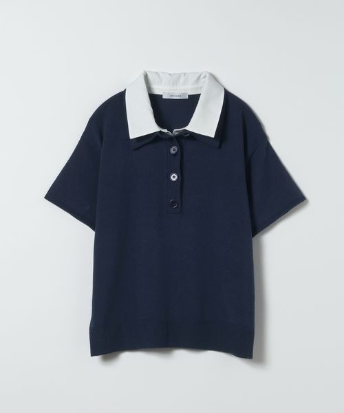 JEANASIS(ジーナシス)の「12Gドッキングカラーポロニット/670827(ポロシャツ・レディース・グレー系その他/ブラウン系その他/ネイビー系・FREE)」の3枚目の写真