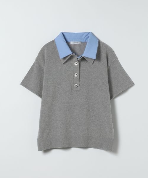 JEANASIS(ジーナシス)の「12Gドッキングカラーポロニット/670827(ポロシャツ・レディース・グレー系その他/ブラウン系その他/ネイビー系・FREE)」の2枚目の写真