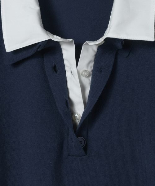 JEANASIS(ジーナシス)の「12Gドッキングカラーポロニット/670827(ポロシャツ・レディース・グレー系その他/ブラウン系その他/ネイビー系・FREE)」の7枚目の写真