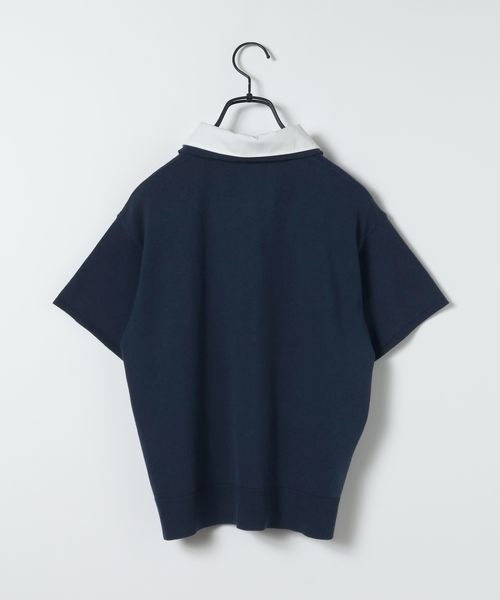 JEANASIS(ジーナシス)の「12Gドッキングカラーポロニット/670827(ポロシャツ・レディース・グレー系その他/ブラウン系その他/ネイビー系・FREE)」の5枚目の写真