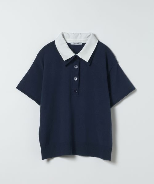 JEANASIS(ジーナシス)の「12Gドッキングカラーポロニット/670827(ポロシャツ・レディース・グレー系その他/ブラウン系その他/ネイビー系・FREE)」の4枚目の写真