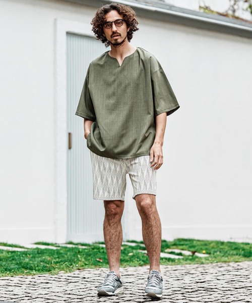 CAMBIO（カンビオ）の「mp15004- ドビー総柄ショートパンツ（その他パンツ・メンズ・アイボリー/グレー/ブラウン・XL/L/M）」の15枚目の写真