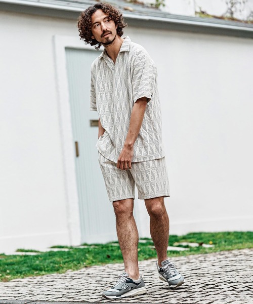 CAMBIO（カンビオ）の「mp15004- ドビー総柄ショートパンツ（その他パンツ・メンズ・アイボリー/グレー/ブラウン・XL/L/M）」の16枚目の写真