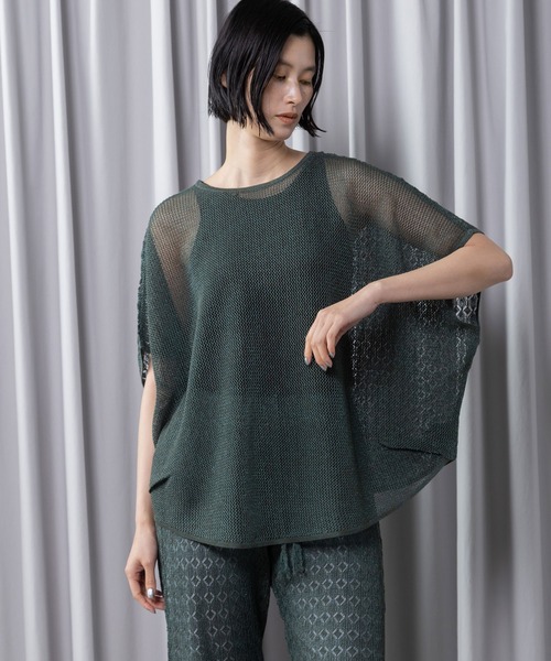 MARECHAL TERRE(マルシャルテル)の「透かし編みニットプルオーバー(ニット/セーター・レディース・ブラック/ブルー/グレー/グリーン・MEDIUM)」の10枚目の写真