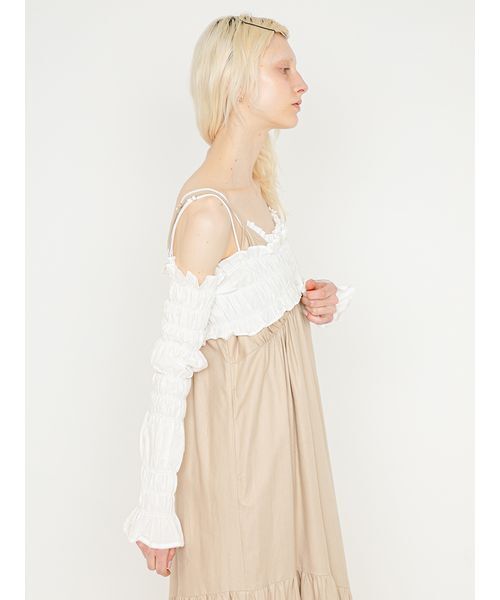 SORIN（ソリン　）の「【UVカット】Shirring Off Shoulder Bolero/シャーリングオフショルダーボレロ（Tシャツ/カットソー・レディース・ダークネイビー/ホワイト/チェック・38）」の11枚目の写真