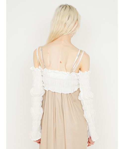SORIN（ソリン　）の「【UVカット】Shirring Off Shoulder Bolero/シャーリングオフショルダーボレロ（Tシャツ/カットソー・レディース・ダークネイビー/ホワイト/チェック・38）」の12枚目の写真