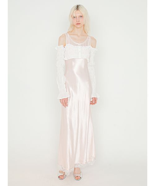 SORIN（ソリン　）の「【UVカット】Shirring Off Shoulder Bolero/シャーリングオフショルダーボレロ（Tシャツ/カットソー・レディース・ダークネイビー/ホワイト/チェック・38）」の6枚目の写真