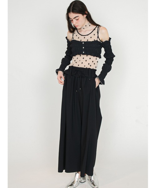 SORIN（ソリン　）の「【UVカット】Shirring Off Shoulder Bolero/シャーリングオフショルダーボレロ（Tシャツ/カットソー・レディース・ダークネイビー/ホワイト/チェック・38）」の18枚目の写真