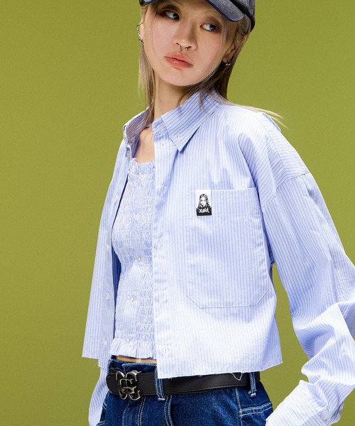 X-girl(エックスガール)の「METAL XG EMBLEM BUCKLE FADED FAUX LEATHER BELT(ベルト・レディース・ブラウン/ブラック・ONE SIZE)」の4枚目の写真