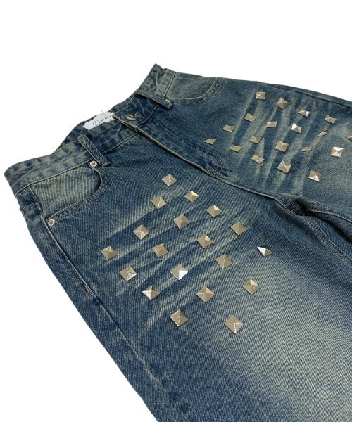 Never mind the XU】studs washed wide denim pants / 【ネバー