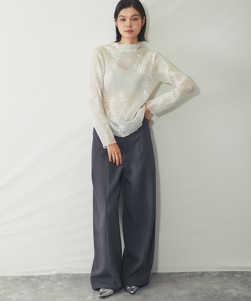 SMILE ORCHID(スマイルオーキッド)の「刺繍入りシースルートップス(Tシャツ/カットソー・レディース・ホワイト/アイボリー/ブラック・FREE)」の18枚目の写真
