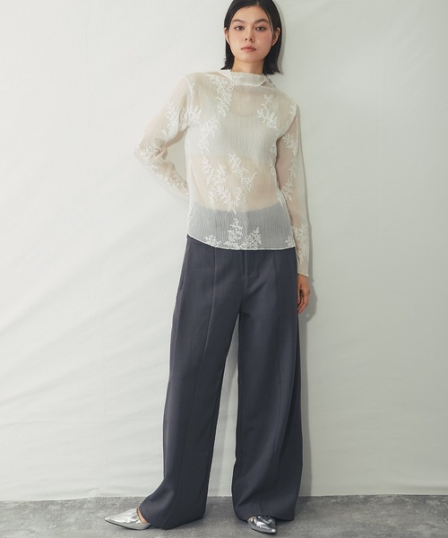 SMILE ORCHID(スマイルオーキッド)の「刺繍入りシースルートップス(Tシャツ/カットソー・レディース・ホワイト/アイボリー/ブラック・FREE)」の20枚目の写真