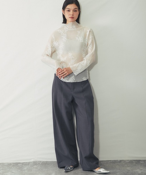 SMILE ORCHID(スマイルオーキッド)の「刺繍入りシースルートップス(Tシャツ/カットソー・レディース・ホワイト/アイボリー/ブラック・FREE)」の21枚目の写真