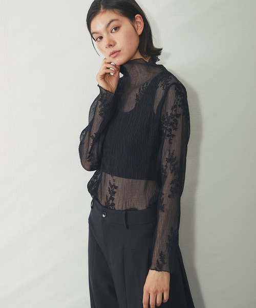 SMILE ORCHID(スマイルオーキッド)の「刺繍入りシースルートップス(Tシャツ/カットソー・レディース・ホワイト/アイボリー/ブラック・FREE)」の5枚目の写真