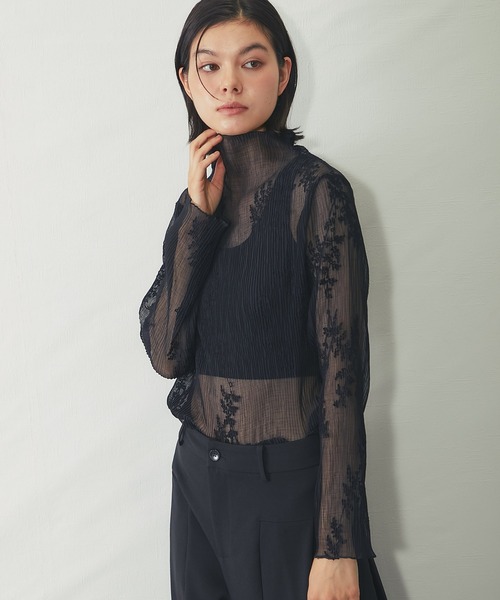 SMILE ORCHID(スマイルオーキッド)の「刺繍入りシースルートップス(Tシャツ/カットソー・レディース・ホワイト/アイボリー/ブラック・FREE)」の9枚目の写真