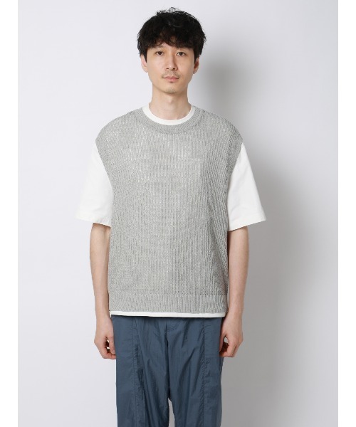 FLAT(フラット)の「FLAT/シアーサマーニットベスト/ウォッシャブル/ペーパーニット/無地(ニット/セーター・メンズ・ブラック/ライトグレー/ベージュ・M/L)」の11枚目の写真
