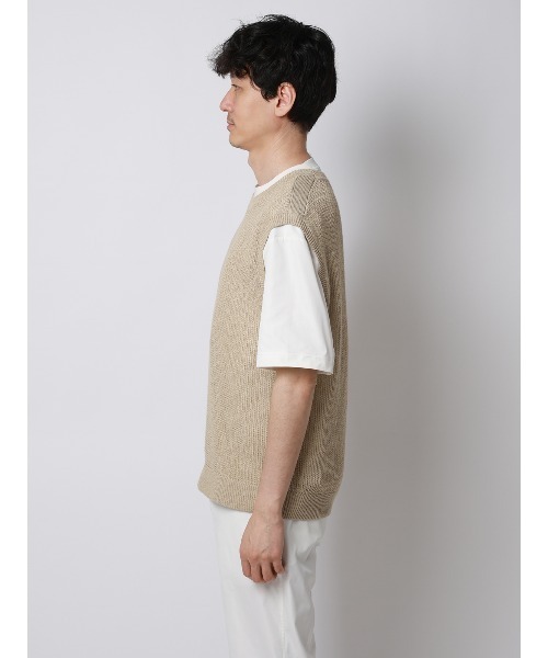 FLAT(フラット)の「FLAT/シアーサマーニットベスト/ウォッシャブル/ペーパーニット/無地(ニット/セーター・メンズ・ブラック/ライトグレー/ベージュ・M/L)」の19枚目の写真