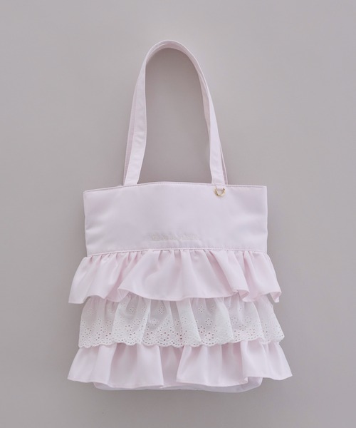 Maison de FLEUR(メゾンドフルール)の「サテンフロントフリルスクエアトートバッグ(トートバッグ・レディース・ブラック系その他/ブラック/ライトピンク・FREE)」の3枚目の写真