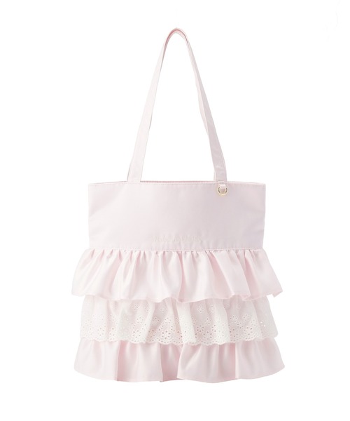Maison de FLEUR(メゾンドフルール)の「サテンフロントフリルスクエアトートバッグ(トートバッグ・レディース・ブラック系その他/ブラック/ライトピンク・FREE)」の8枚目の写真