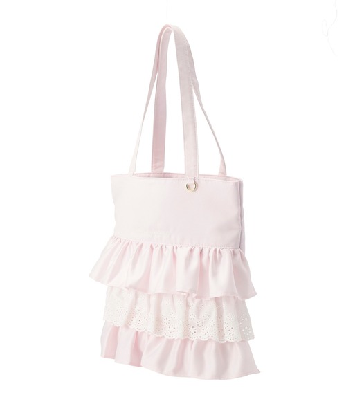 Maison de FLEUR(メゾンドフルール)の「サテンフロントフリルスクエアトートバッグ(トートバッグ・レディース・ブラック系その他/ブラック/ライトピンク・FREE)」の9枚目の写真