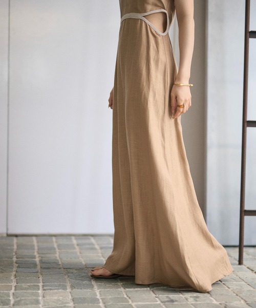 LAULEN(ローレン)の「contrast trim halter long dress /配色ホルターロングドレス(ワンピース・レディース・オレンジ系/ベージュ/ブラック・FREE)」の18枚目の写真