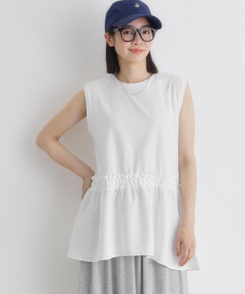 Right-on(ライトオン)の「HONEYSUCKLE ROSE(ハニーサックルローズ)異素材ドッキングタンクトップ(タンクトップ・レディース・ホワイト/ブラック・M/L)」の21枚目の写真