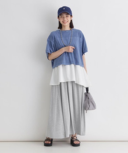Right-on(ライトオン)の「【HONEYSUCKLE ROSE】異素材ドッキングタンクトップ (ペプラム / イレギュラーヘム / ノースリーブ / 体型カバー / カットソー / レイヤード風 / クルーネック / レディース)(タンクトップ・レディース・ホワイト/ブラック・M/L)」の13枚目の写真