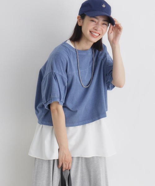 Right-on(ライトオン)の「【HONEYSUCKLE ROSE】異素材ドッキングタンクトップ (ペプラム / イレギュラーヘム / ノースリーブ / 体型カバー / カットソー / レイヤード風 / クルーネック / レディース)(タンクトップ・レディース・ホワイト/ブラック・M/L)」の14枚目の写真