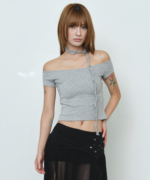 Midnight Move(ミッドナイトムーブ)の「off dot t (grey)(Tシャツ/カットソー・レディース・その他・FREE)」の1枚目の写真
